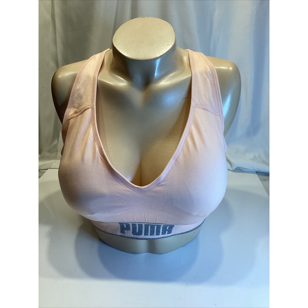 puma sports bra size large adjustable straps pullover